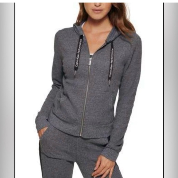 Calvin Klein Performance Charcoal Zip-Up Jacket - Picture 1 of 16